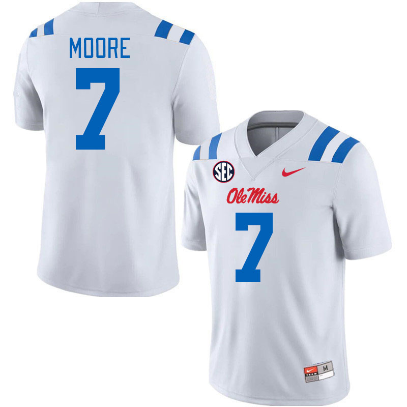 Men #7 Louis Moore Ole Miss Rebels 2024 New Uniforms College Football Jerseys Stitched-White